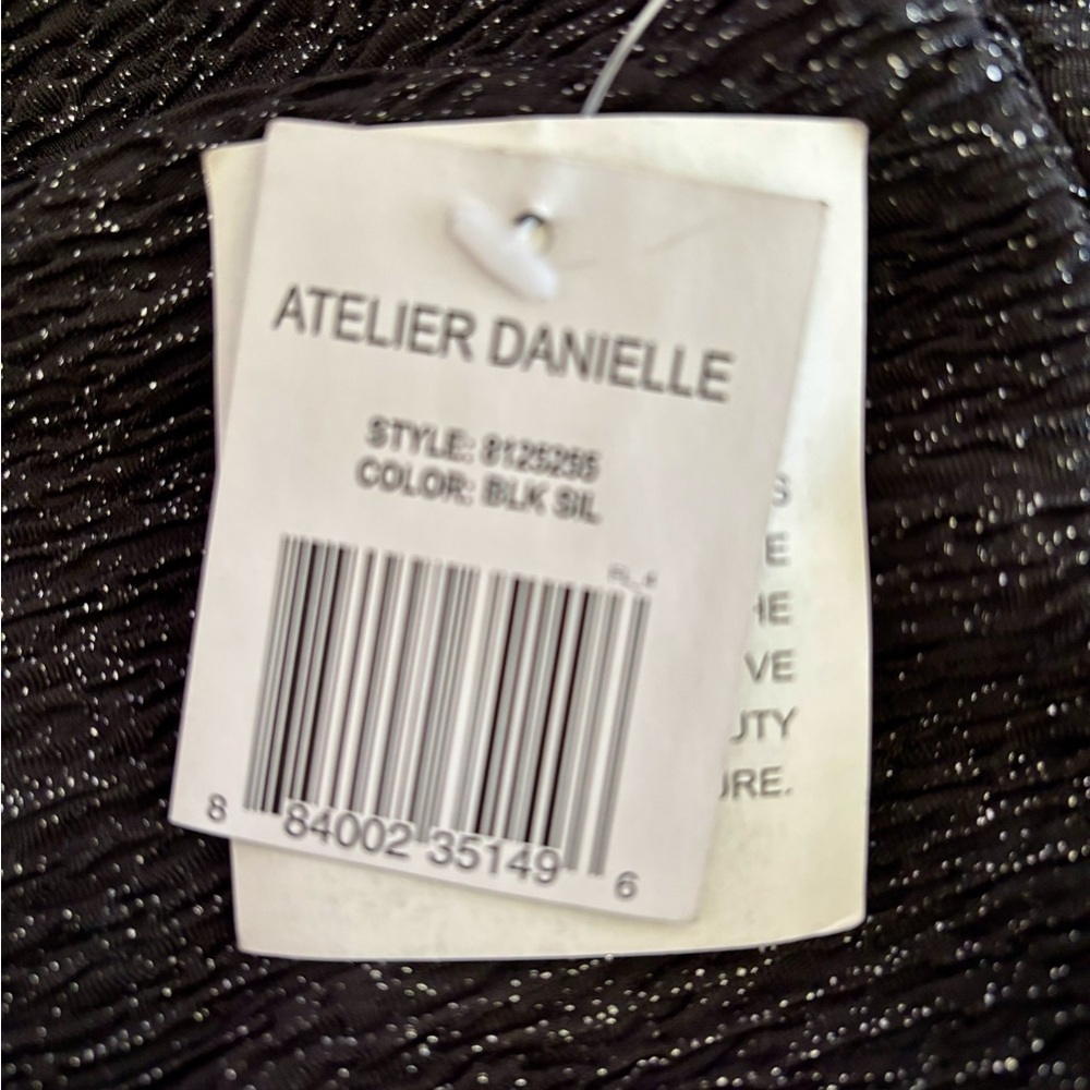 NWT Atelier Danielle Black & Silver Metallic Off Shoulder Sheath Dress | Size 12 - Picture 13 of 14